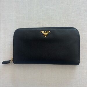 Prada Large Black Saffiano Leather Wallet